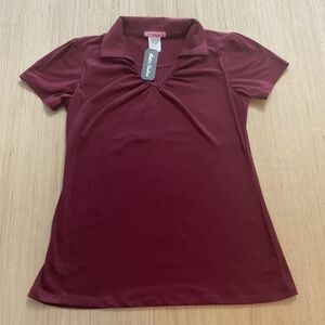 Cutie's Fashion Shirt Girls 20 School Uniform Polo Short Sleeve Burgundy Stretch